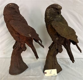 Two 21" Cast Iron Peregrine Falcon - Approx 75 lbs