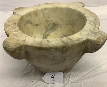 Antique Marble Mortar 7.5"h x 12" diam - 2.5 lbs