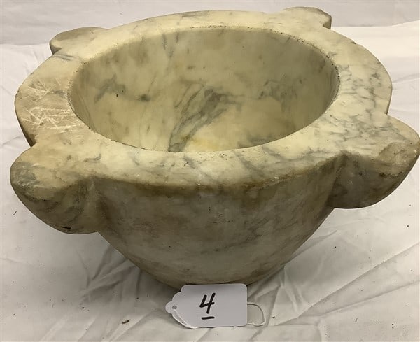 Antique Marble Mortar 7.5"h x 12" diam - 2.5 lbs: Antique Marble Mortar 7.5"h x 12" diam - 2.5 lbs