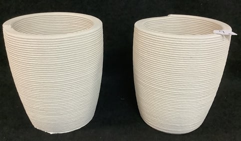 Real Good Looking Pair of 15" Concrete Pots