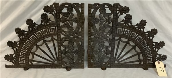 2 Cast Iron Architectural Elements 16" x 19" each - 25 lbs