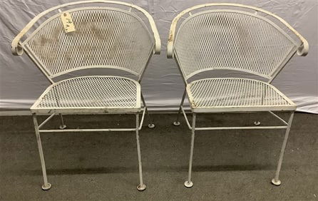 Pr. of 1950s Mesh Seat Garden Chairs