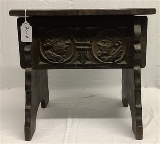 Carved Primitive Table 12" x 20" x 19"h - 15 lbs