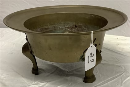 Footed Bronze Pot - 8.5"h x 16" diameter 10 lbs