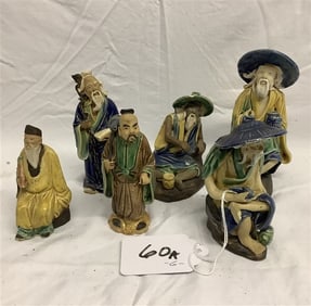 Group of 6 Glazed Clay Mudmen 1 lb