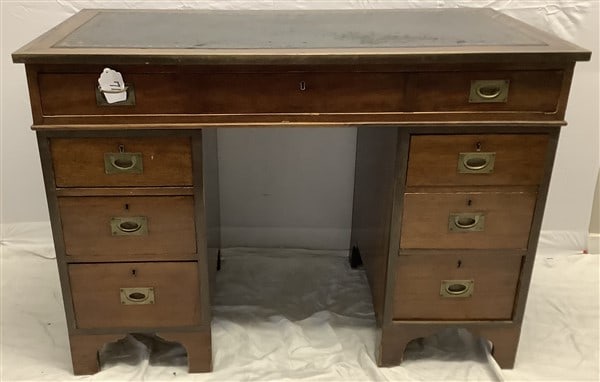 3 Part 19th Cent. Brass Clad English Desk: 3 Part 19th Cent. Brass Clad English Desk - 23 x 44 and 31" high