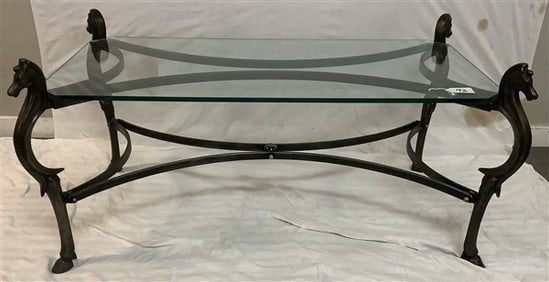 Nice Quality Steel and Glass Coffee Table 27"x 54" x 24"h