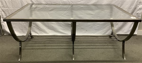 Brass Chrome and Glass Low Table 38" x 53" x 21"h - 50 lbs