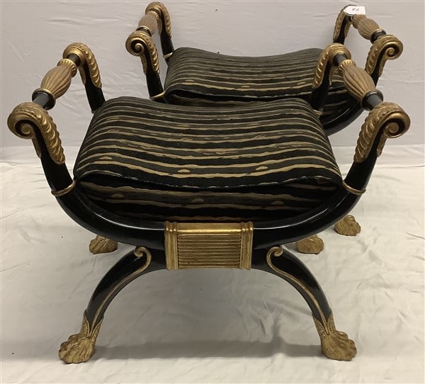 Pr. of Regency Style 30" Upholstered Benches: Pr. of Regency Style 30" Upholstered Benches