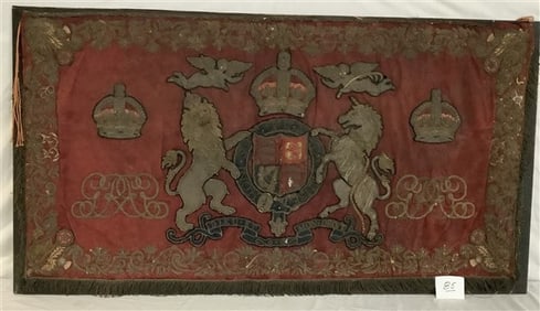 Embroidered Cypher of Geo VI - 26" x 49" 2 lbs