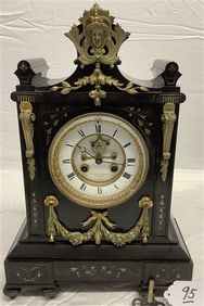 19th Ormolu Mounted 17.5" Incised Philadelphia Mantle Clock - 5 lbs