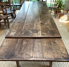 19th Cent. French 79" Farm Table with two 33" Draw Leaves