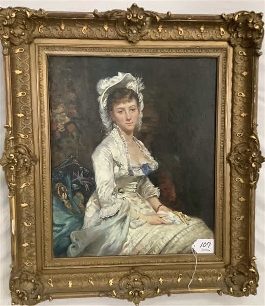 Framed o/c Signed Ernest Laurent 28" x 32" - 10lbs: Framed o/c Signed Ernest Laurent 28" x 32" - 10lbs