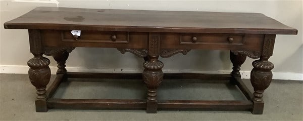 Carver English 2 Drawer Table 30" x 89" x 30"h - 10 lbs: Carver English 2 Drawer Table 30" x 89" x 30"h - 10 lbs