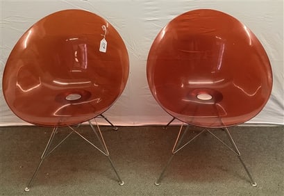 Pr. of Ruby Red Kartell Eros Chairs