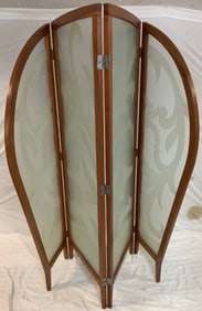 4 Panel Etched Glass and Cherry Screen