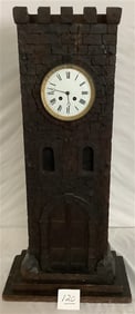 33" Carved Wooden "Castle" Clock 25 lbs