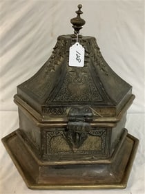 19.5" Brass Lidded Valuables Chest 20"wide - 10 lbs