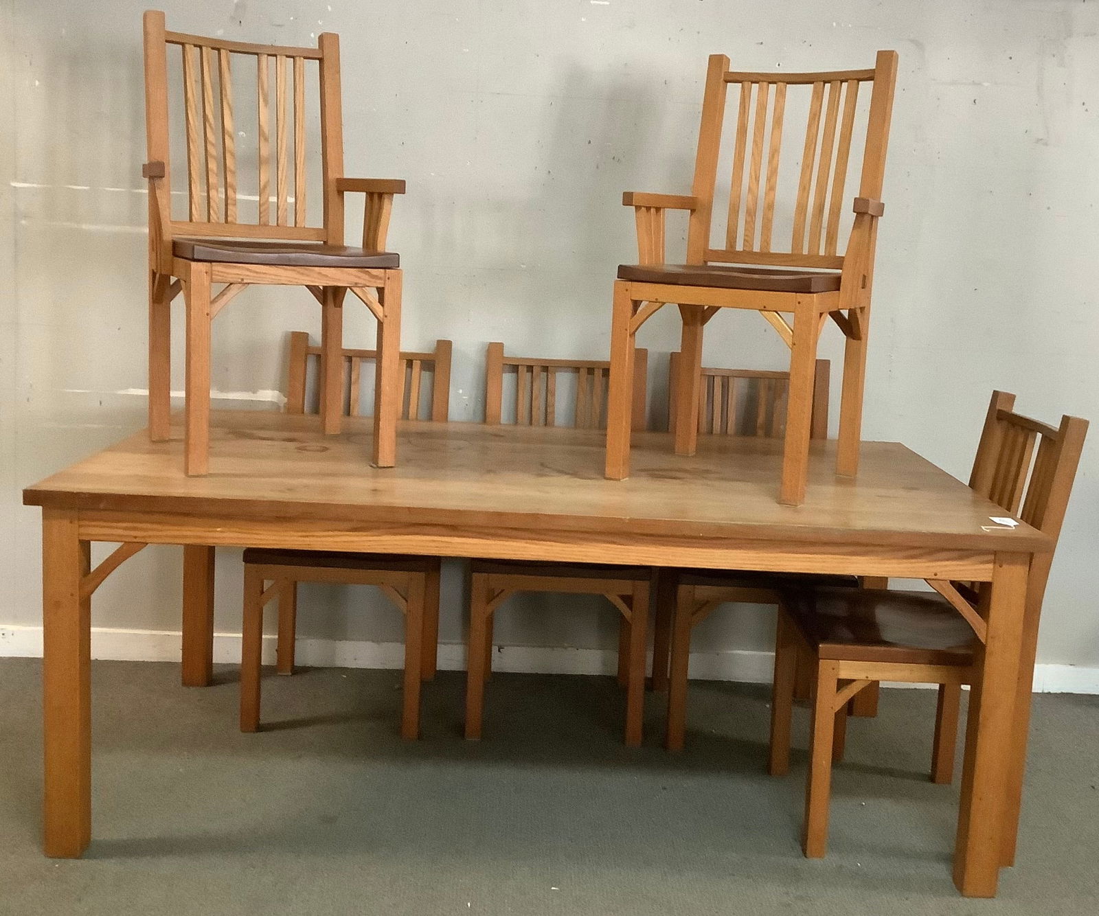 Custom Made Cherry and Oak Table and 6 Chairs 42" x 78" x 30"h: Custom Made Cherry and Oak Table and 6 Chairs 42" x 78" x 30"h
