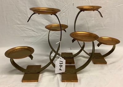 Pr. of Mid-Cent Brass and Copper Candle Holders