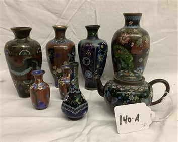 8 Lovely Pcs. of Cloisonne' Tallest - 7", Shortest 3"