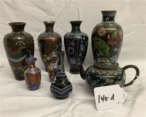 8 Lovely Pcs. of Cloisonne' Tallest - 7", Shortest 3": 8 Lovely Pcs. of Cloisonne' Tallest - 7", Shortest 3"