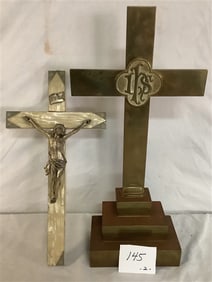 2 Crucifix's, one Signed Gorham 1909 16" and 18"