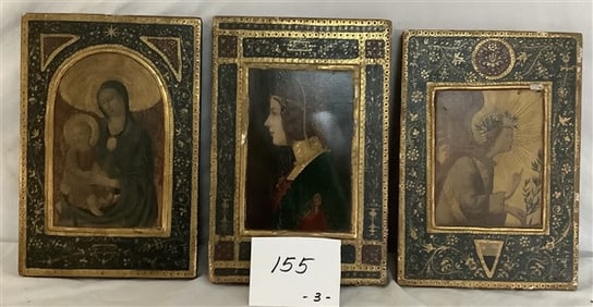 3 Hand Painted Icons on Wood Panels 5.5" x 8.5"
