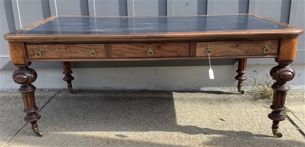 19th Cent. Leather Top English Partners' Desk 46"w x 80"L x 32"h: 19th Cent. Leather Top English Partners' Desk 46"w x 80"L x 32"h