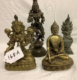 4 Brass/Bronze Deities - Tallest 11"h 15 lbs
