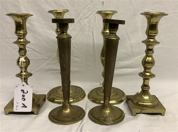 3 Pr of Brass Candlesticks: 3 Pr of Brass Candlesticks