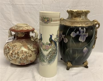 3 Lovely Pcs of Oriental Porcelain - largest 12"h
