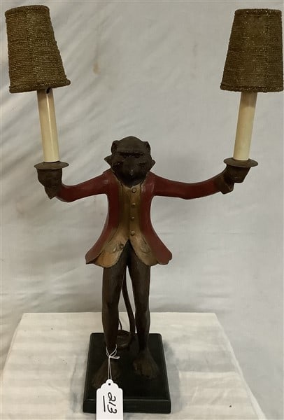 2 Arm "Monkey Lamp" - 26"high as pictured 3 lbs: 2 Arm "Monkey Lamp" - 26"high as pictured 3 lbs