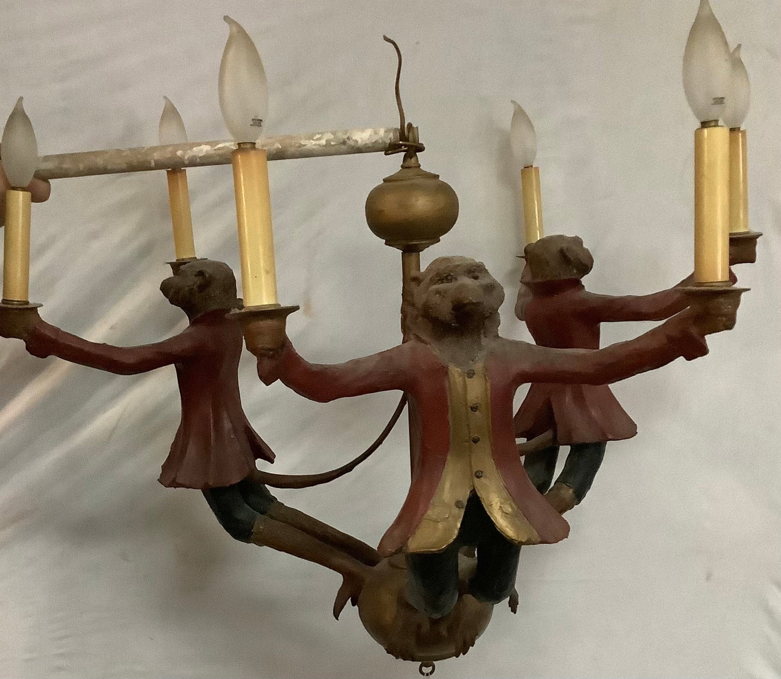4 Light "Monkey" Lighting Fixture approx 28" diameter x 23"h: 4 Light "Monkey" Lighting Fixture approx 28" diameter x 23"h