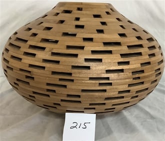 Carved Modern 16" Wooden Bowl 11"h - 3 lbs