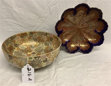 Hodoth Satsuma 10" Bowl and Porcelain Bowl 4lbs