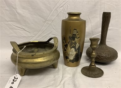 4 Items in Bronze Tall bud vase - 9"h