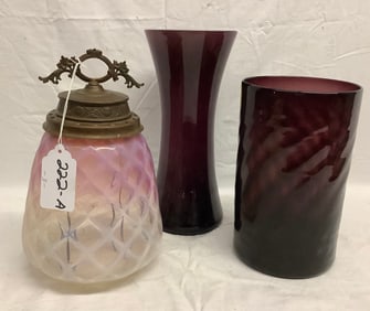 3 pcs of Amethyst Glass Tall vase - 12"h