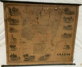 1853 Clark Map, Sharon CT 36" x 42" - 2 lbs