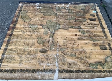 Large U.S. Mitchell's 19th Cent. Map approx 65" sq