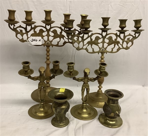 Candlesticks and Garnitures in Brass: Candlesticks and Garnitures in Brass