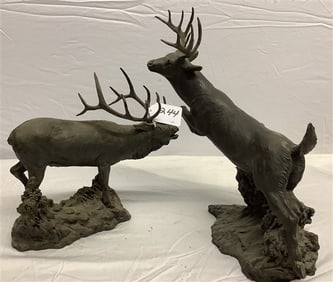 2 White Metal Stags