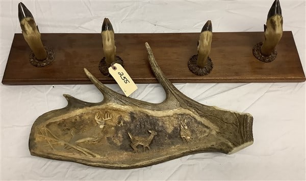 Carved Moose Antler and Hoof Rack: Carved Moose Antler and Hoof Rack