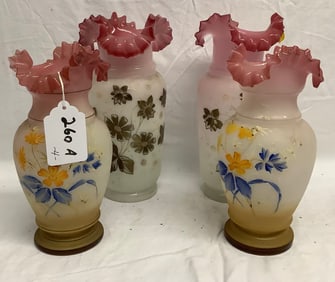 4 Pcs of Decorated Glass 10" and 12"h - 3 lbs