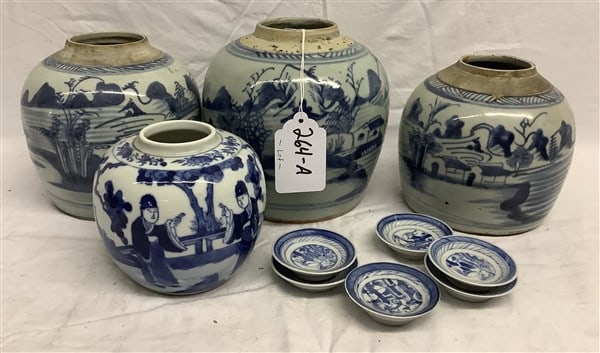 Lot of Chinese Blue and White 10 pcs - 5 lbs: Lot of Chinese Blue and White 10 pcs - 5 lbs