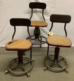 3 Vintage Adjustable Telephone Operator Chairs