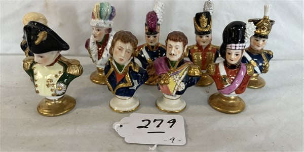 Nine 4" Porcelain Busts - Limoges and Alsbach: Nine 4" Porcelain Busts - Limoges and Alsbach