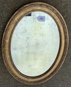 100 Year Old Carved Oval Mirror 24" x 31"