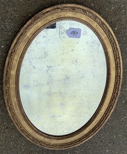 100 Year Old Carved Oval Mirror 24" x 31": 100 Year Old Carved Oval Mirror 24" x 31"