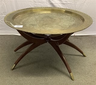 Brass Tray Table with Folding Base - 32" Tray